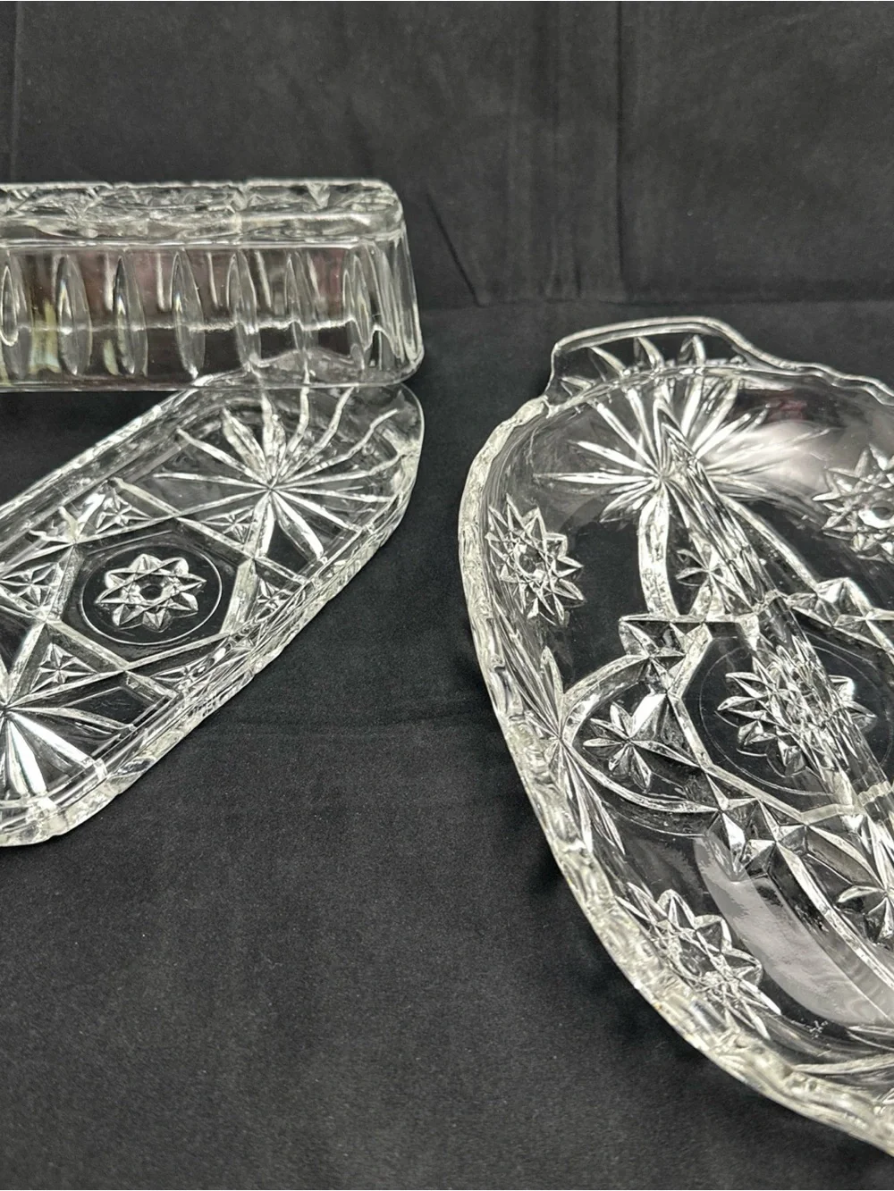 Vintage Anchor Hocking Star of David Butter Keeper + Relish Tray